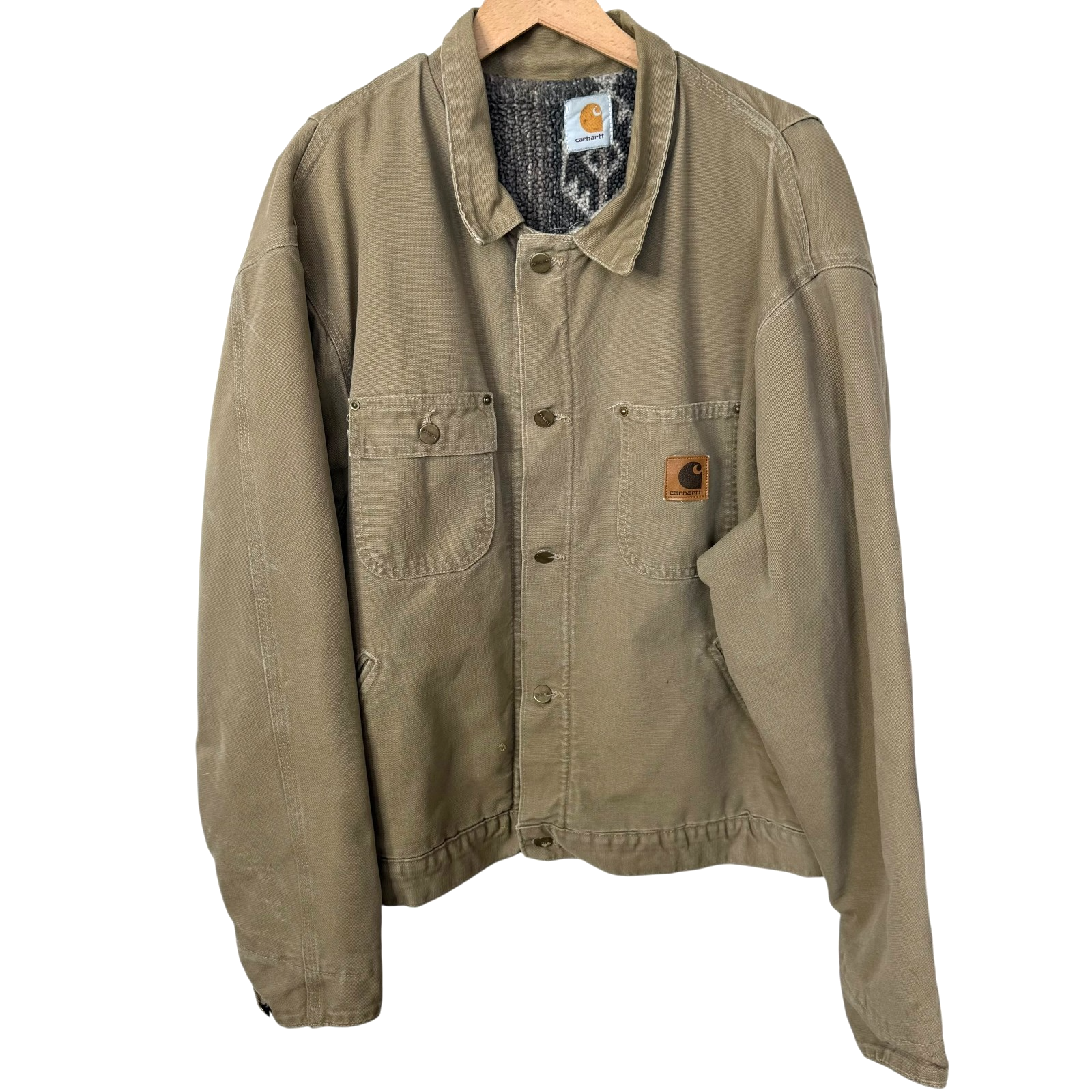 Carhartt Vintage 80s Canvas Work Jacket Aztec Fleece Lined