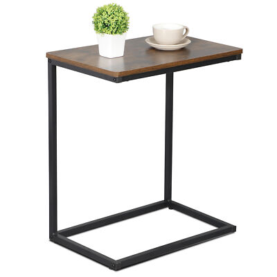 C-Shaped End Table Sofa Side Table Tv Tray Sturdy Wooden Table For Home Use Brow