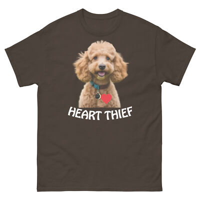 Poodle T-shirt HEART THIEF Preshrunk Gildan 5000 Tear Awy Lbl