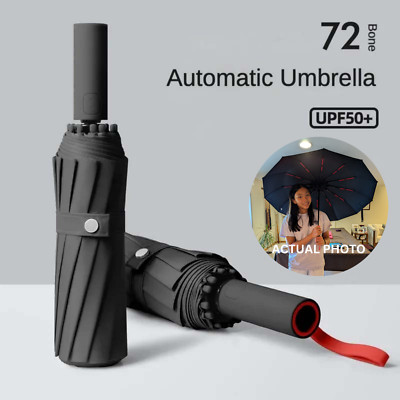 Automatic 72-Bone Windproof Folding Umbrella Strong UV Protection for Travel
