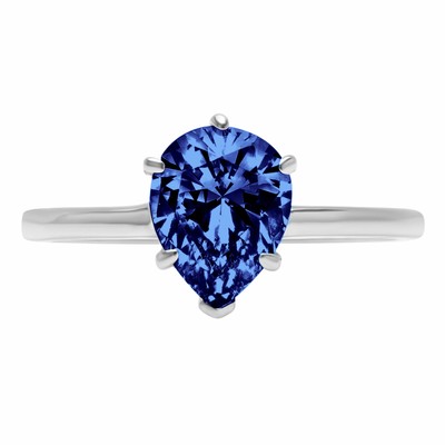 Pre-owned Pucci 2ct Pear Simulated Tanzanite Wedding Bridal Promise Designer Ring 14k White Gold