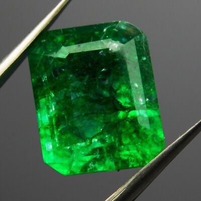 8 Ct Natural Rare Emerald Cut Colombian Green Emerald Certified Loose Gemstone