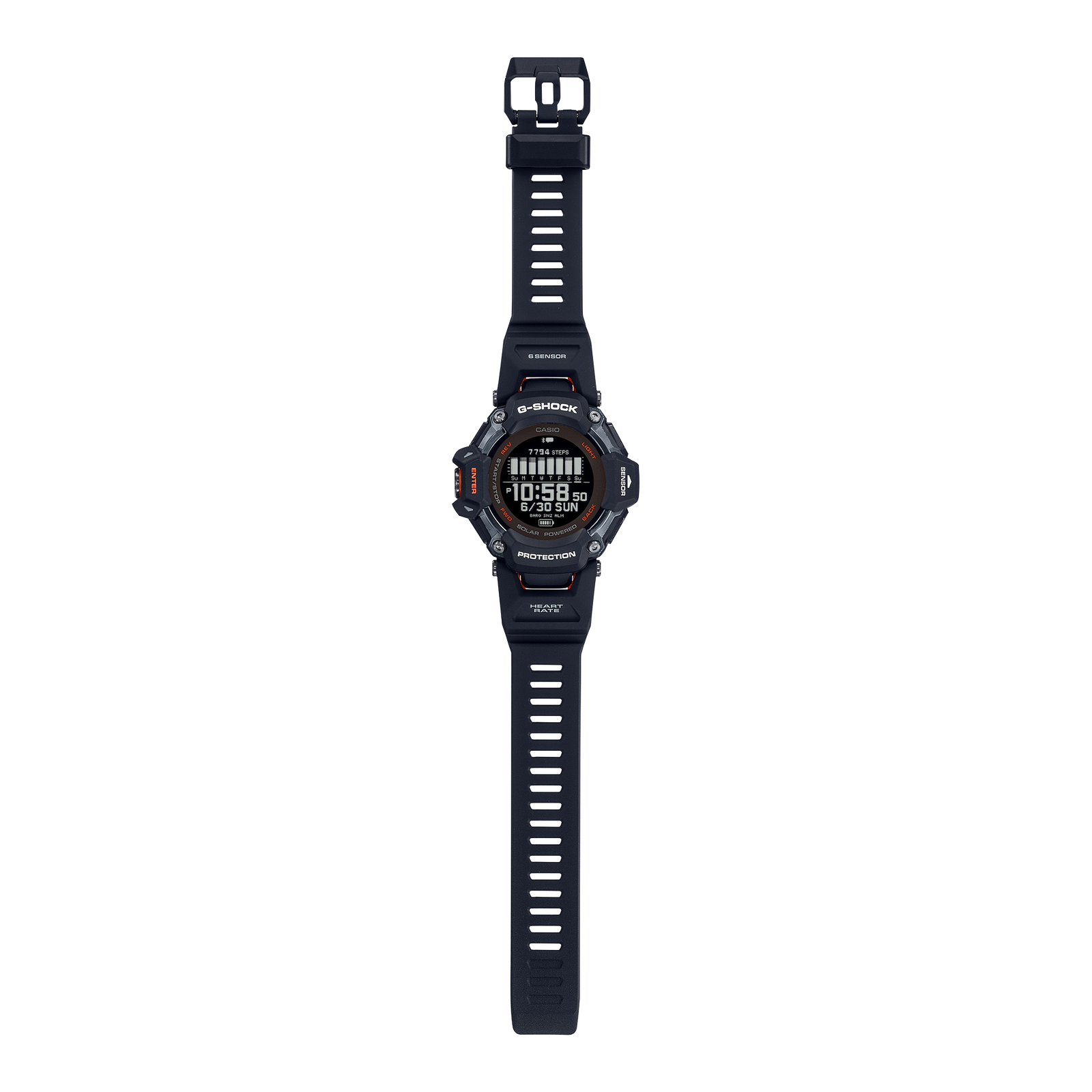 Pre-owned Casio G-shock Gbd-h2000-1ajr G-squad Bluetooth Gps Radio Solar Watch 52.6mm
