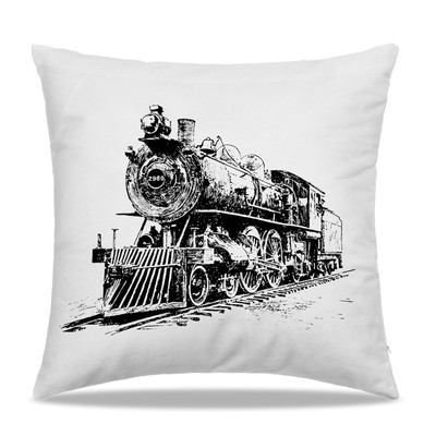 Steam Train Locomotive Railroad Railway Trip Throw Pillow Covers 18x18 in - F...