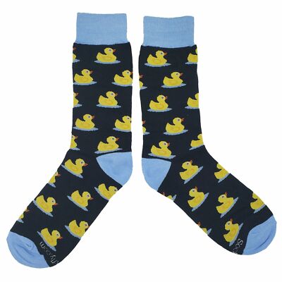 NWT Fun Rubber Duck Dress Socks Novelty Men 8-12 Black Crazy Fun Sockfly