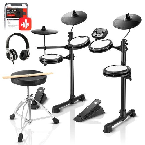 Donner DED-80 E-Drum Set – 5 Trommeln 3 Becken mit Hocker Kopfhrer & 180 Sounds