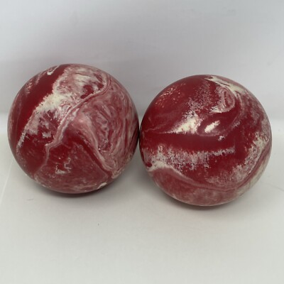 EPCO PARAMOUNT DUCKPIN BOWLING BALLS DUCK PIN 2 Ball Set Red & White 3.7 OZ