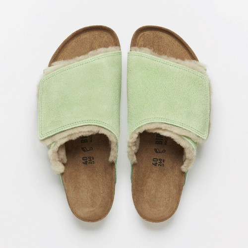 Pre-owned Stussy ? Eu 40 -  X Birkenstock Solana Suede Shearling Slide Washed Green