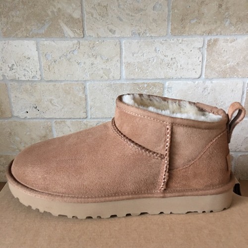 Pre-owned Ugg Classic Ultra Mini Chestnut Water-resistant Suede Boots Size Us 9 Women In Brown