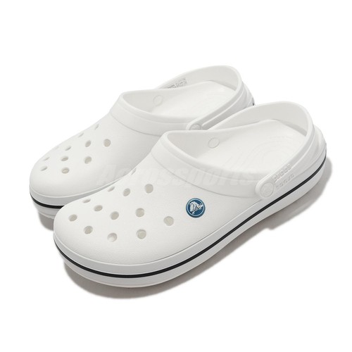 

Crocs Crocband White Black Мужские унисекс повседневные сандалии без шнуровки Тапочки 11016-100, Белый, Crocband