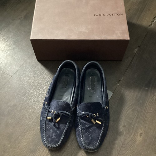 Louis Vuitton Blue Gloria Suede Loafer 6.5 Women | eBay