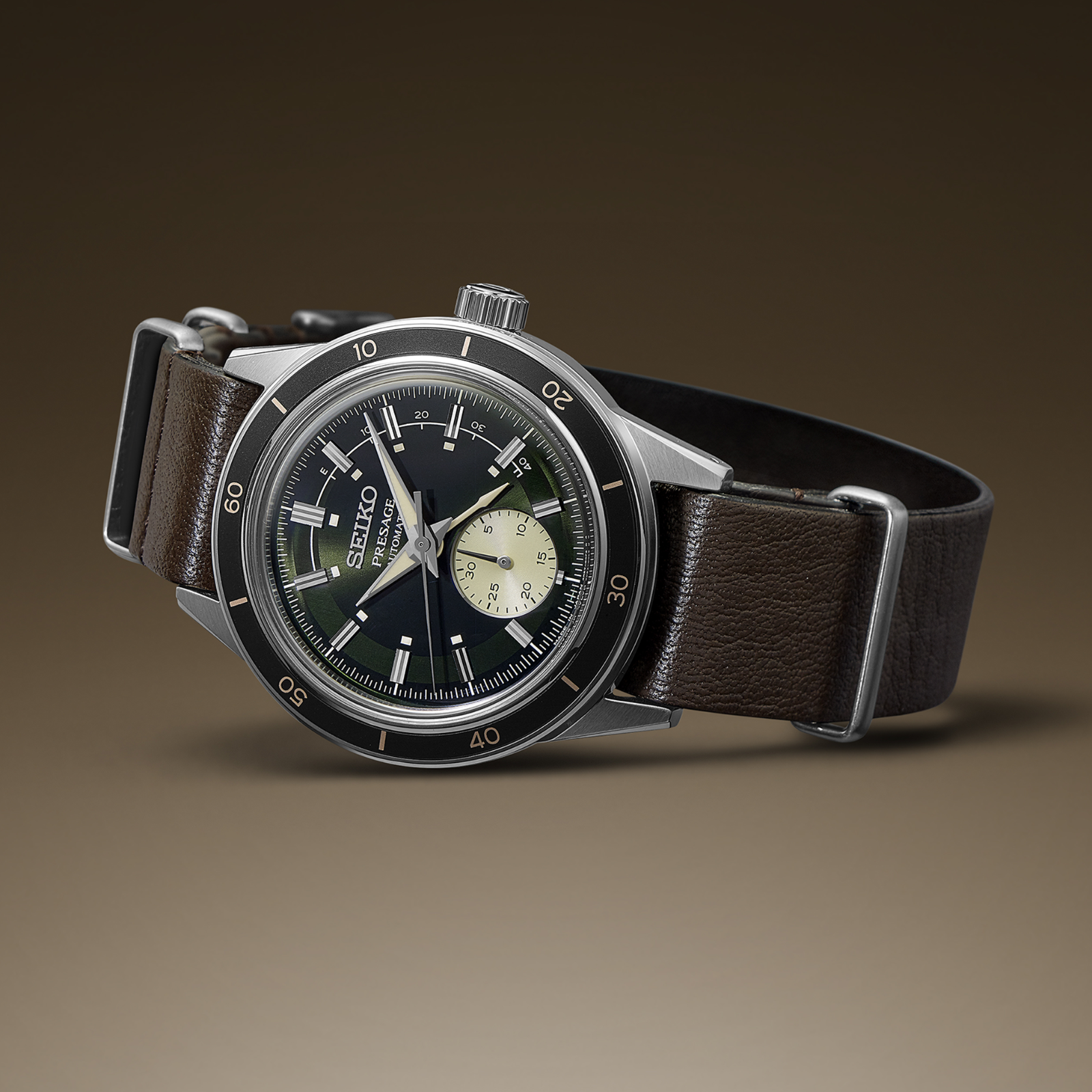 Pre-owned Seiko Presage Style '60s Collection Ssa451 Automatic 41mm Watch - Green Dial
