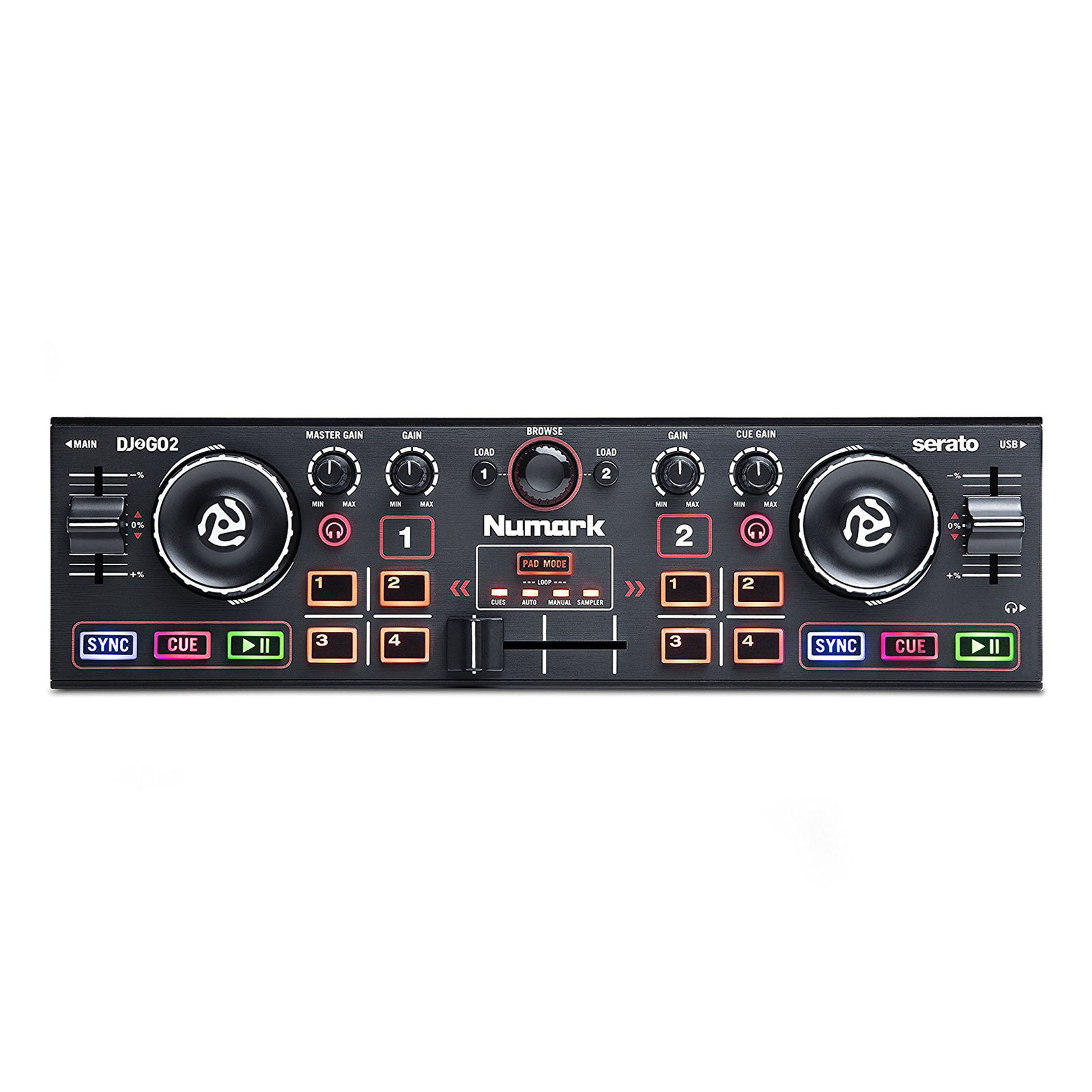 Numark DJ2GO2 2-Channel Pocket DJ Controller with AudioInterface&SeratoIntro