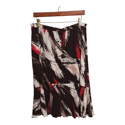 First Option Too Skirt Womens 18/20W Pull On Stretch Tiered Hemline Brown Multi