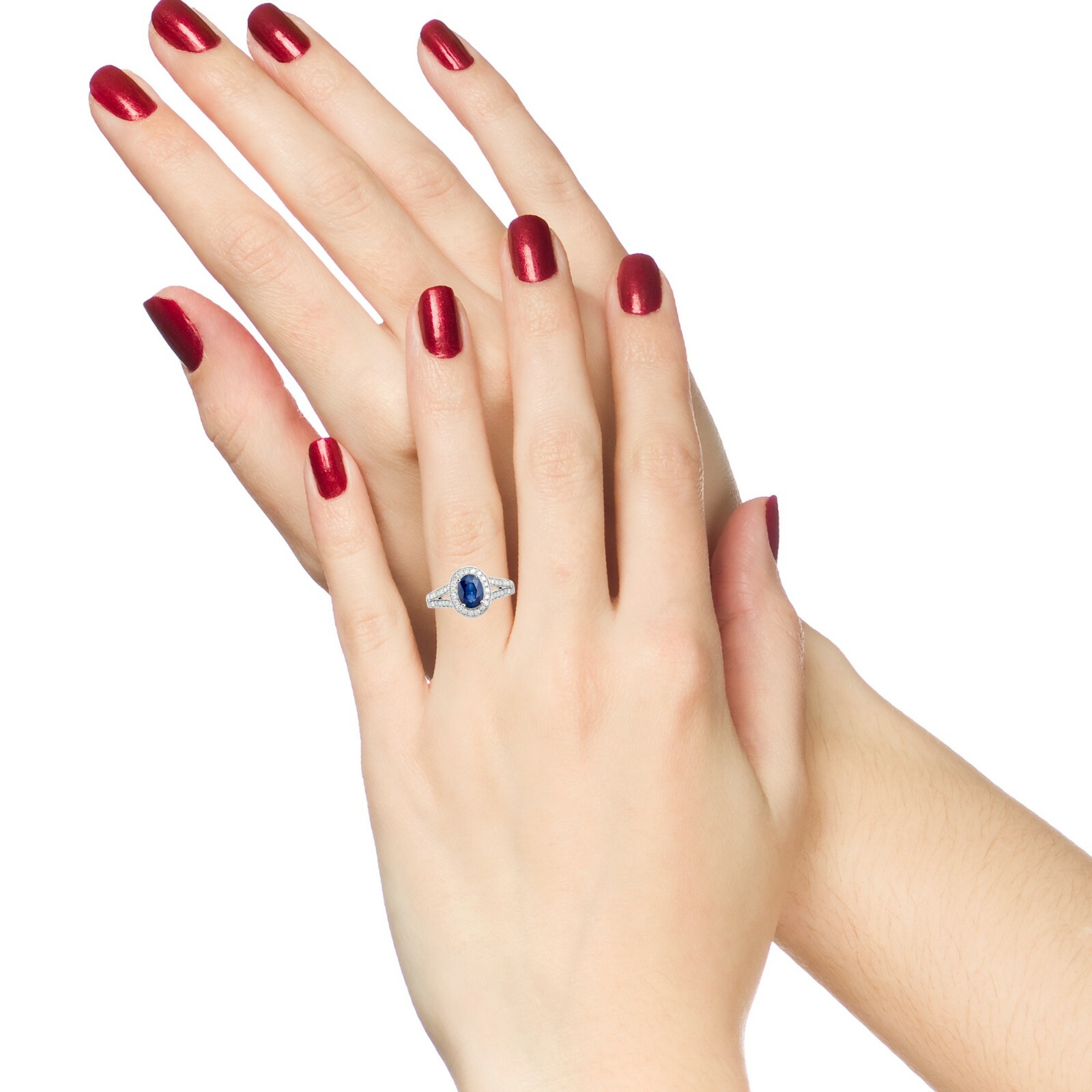 Pre-owned Tiffany & Co 14k White Gold 1.81 Ct Tw Sapphire And Diamond Halo Engagement Ring In G-h