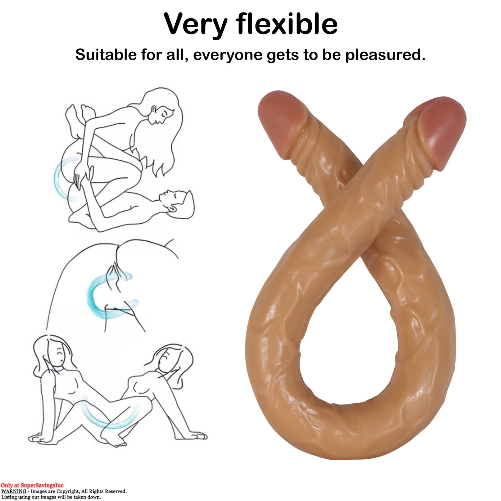 22" Realistic Extra Long Thick Double Ended Dildo Anal Sex Toy for Women