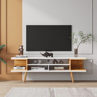 Console Entertainment Center Media Cabinet Wood