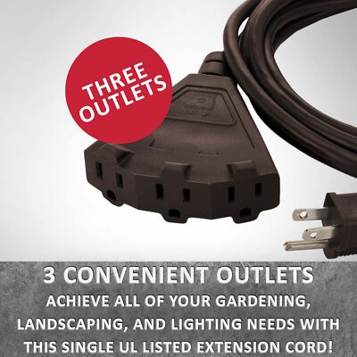 Brown Outdoor Extension Cords | Perfect For Lawn & Landscape Lighting