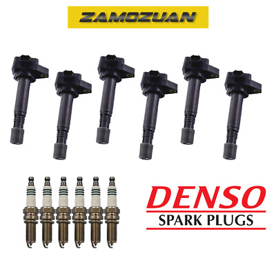 Ignition Coil & Denso Iridium Spark Plug 6PCS for MDX RDX ZDX/ Pilot Ridgeline
