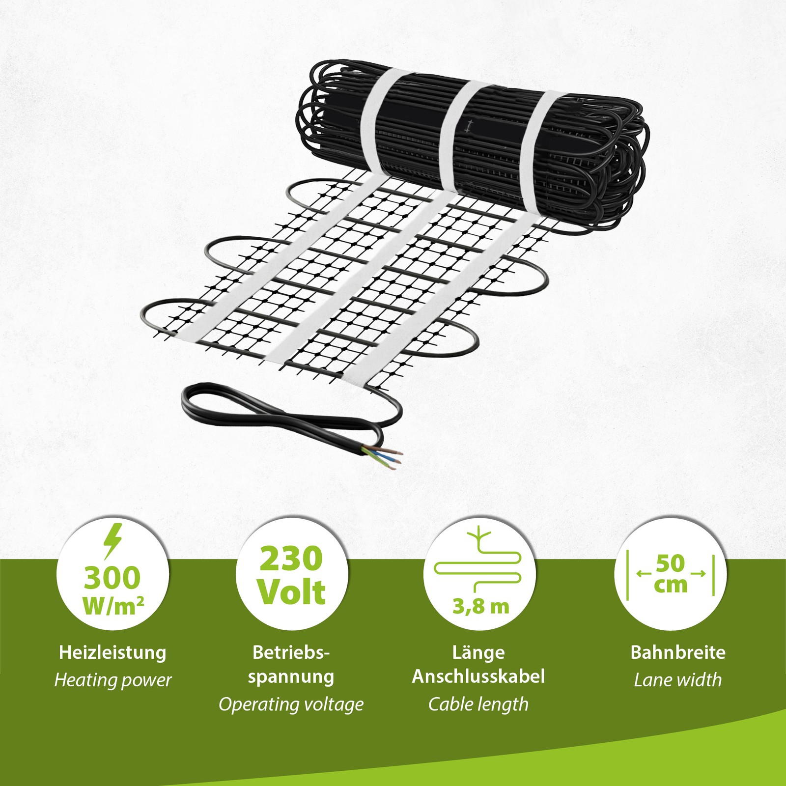 Riscaldamento all'aperto 230V 300Watt/m² per asfalto colato su supporto di rete - foto 