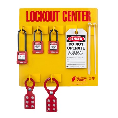 Zing Green Products 73 RecycLockout 3-Padlock Lockout Tagout Board Station
