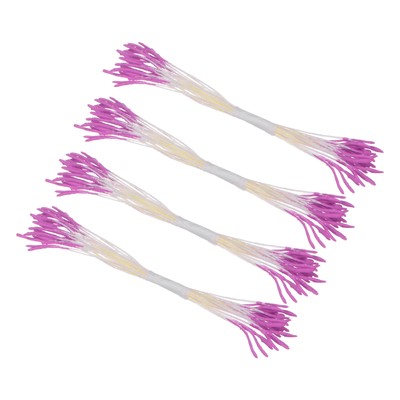 100-Pack Mini Double Heads Artificial Flower Stamen Pistil [Purple Pink]