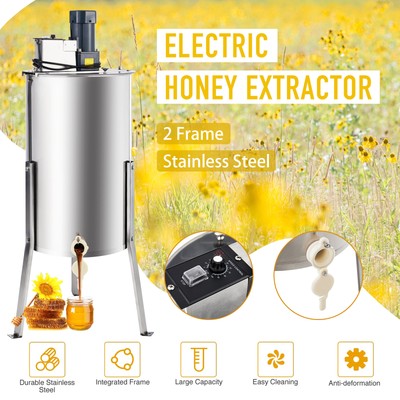 CREWORKS Electric Honey Extractor Spinner 2/4 Frame Beekeeping Supplies w Stand