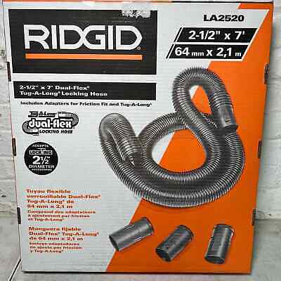 RIDGID 2-1/2'' x 7' DUAL-FLEX Tug-A-Long Locking Vacuum Hose for Wet/Dry Shop Vac