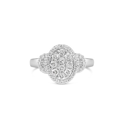 Haus of Brilliance White Gold Diamond Vintage-Inspired Art Deco Statement Ring