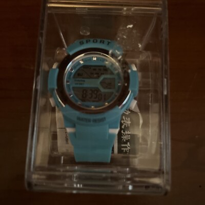 Waterproof Cold.Light Sportwatch, light Blue, new in case