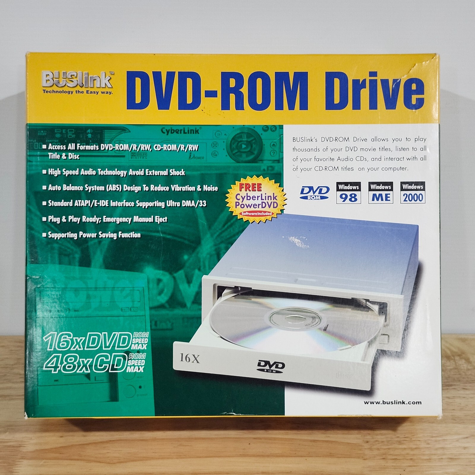 buslink internal dvd/cd rom drive with box-untestested windows 98/me/2000 ts6 buslink internal dvd/cd rom drive with box-untestested windows 98/me/2000 ts6