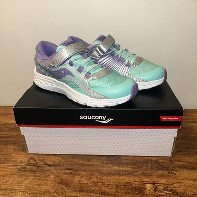 Saucony Kids Velocer Unisex Alternative Closure Running Shoes Mint/Purple Size 1