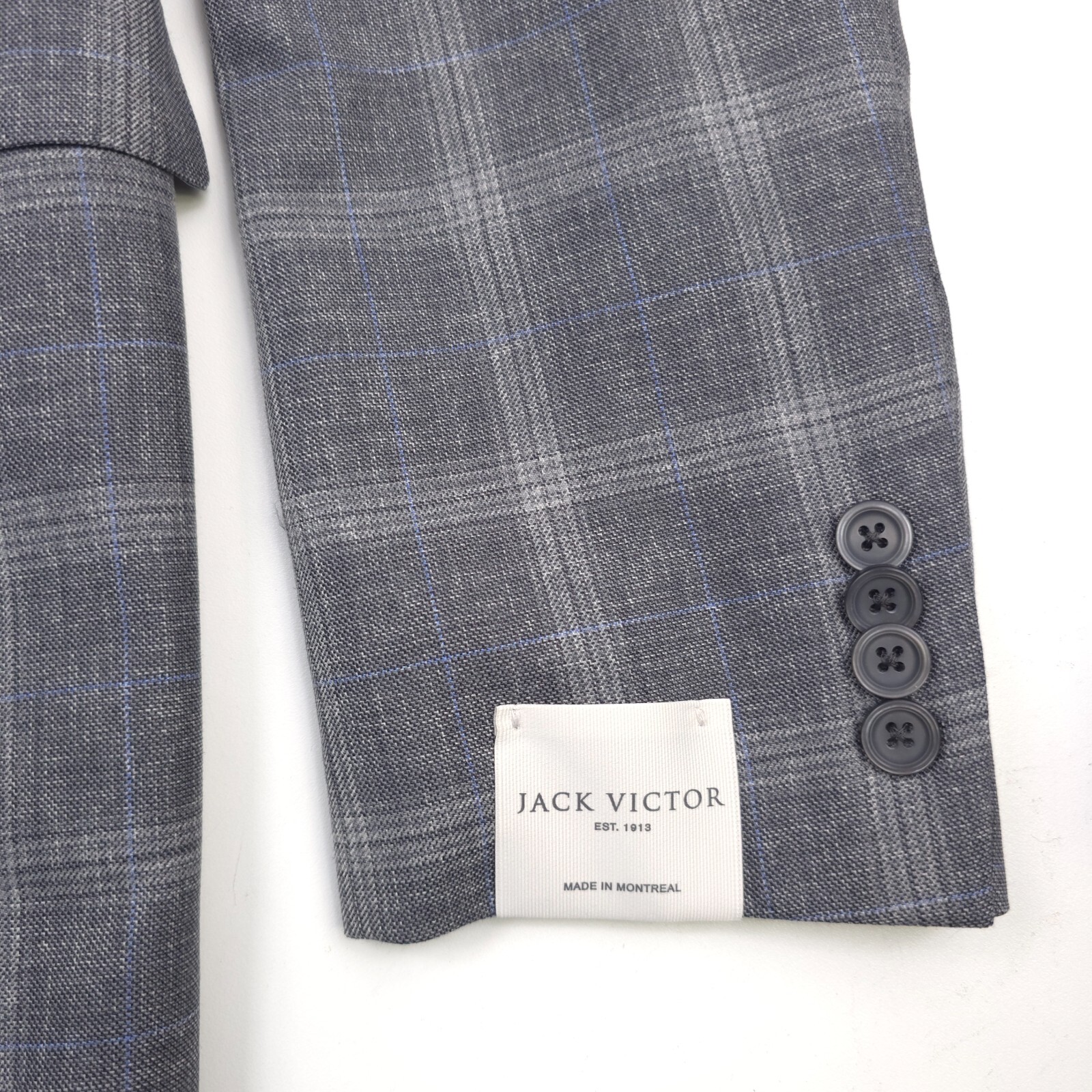 Pre-owned Jack Victor $848  Midland Gray & Blue Plaid Wool Sport Coat Blazer Mens Size 42l