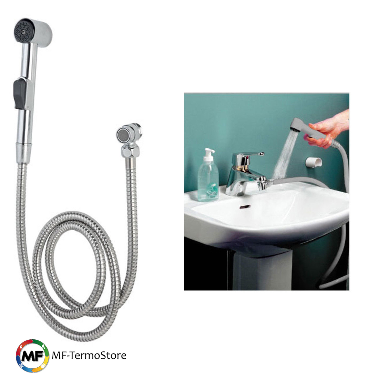 Doccetta Per Lavandino Bagno.Set Doccetta Lavandino Doccia Disabili Lavatesta Shut Off Flessibile 150 Cm Ebay