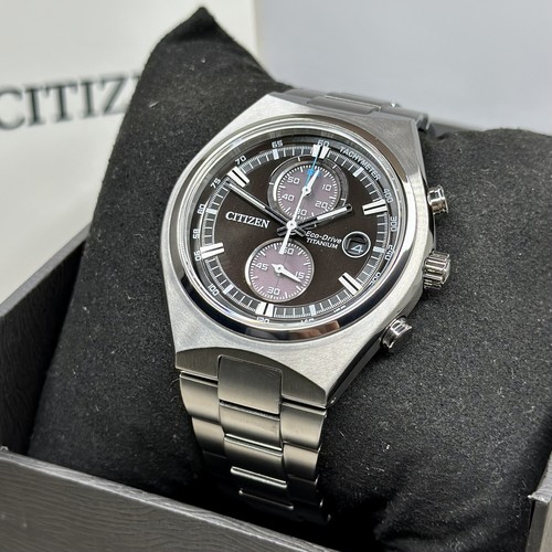 Pre-owned Citizen New✅titanium✅  Eco-drive Brycen Chronograph Silver Men's Watch Ca7090-52e
