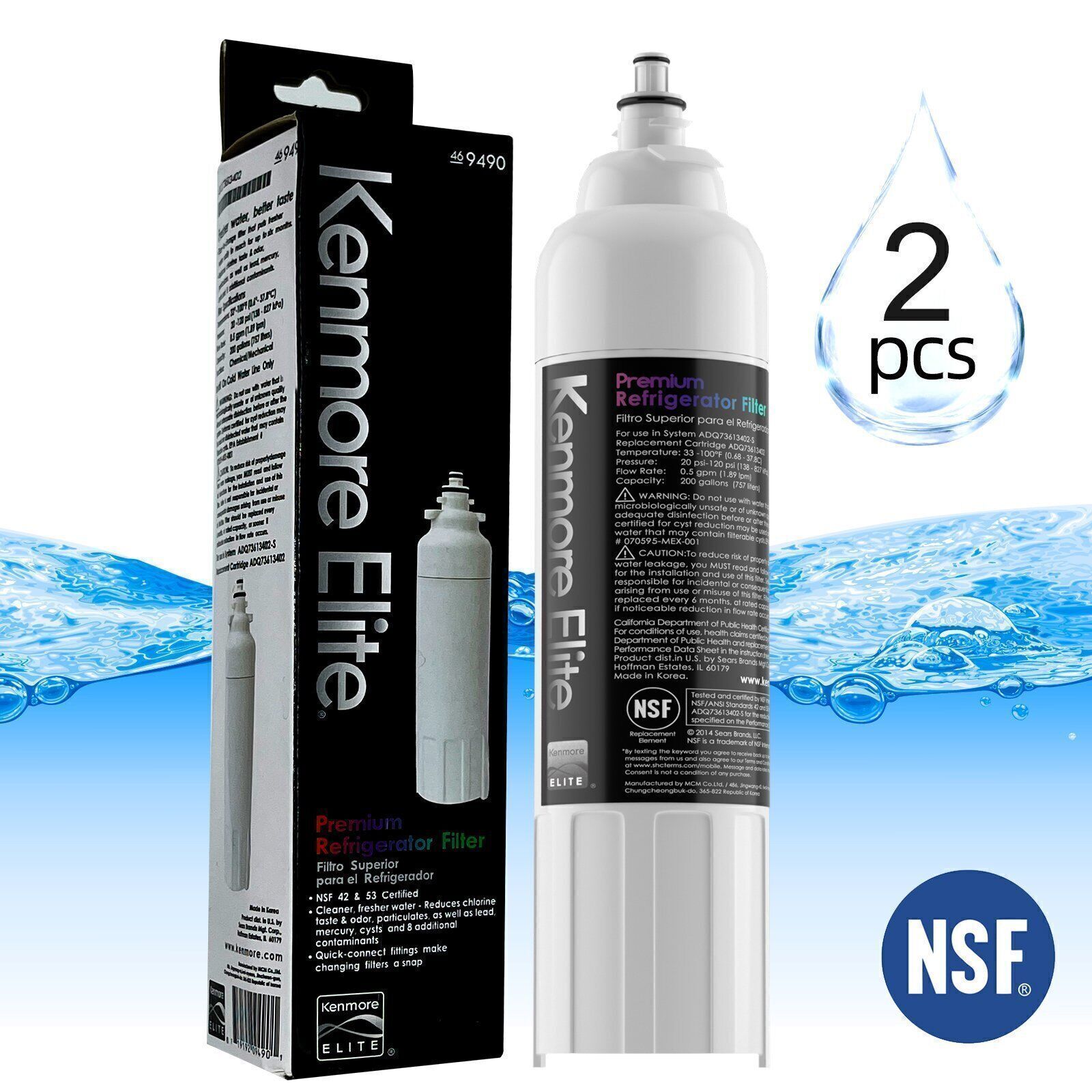 Kenmore Elite 9490 46-9490 Refrigerator Water Filter fit for LG LT800P 2-6 Pack
