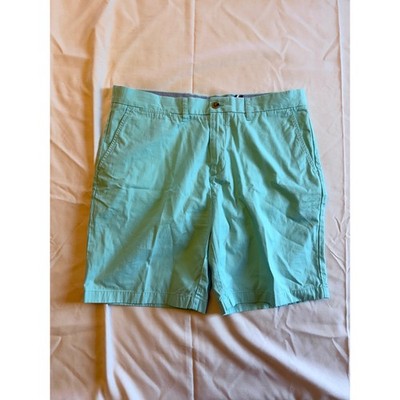 Tommy Hilfiger Mens Mint Green Chino Shorts Size 36 Aqua Cotton Flat Front 9 In