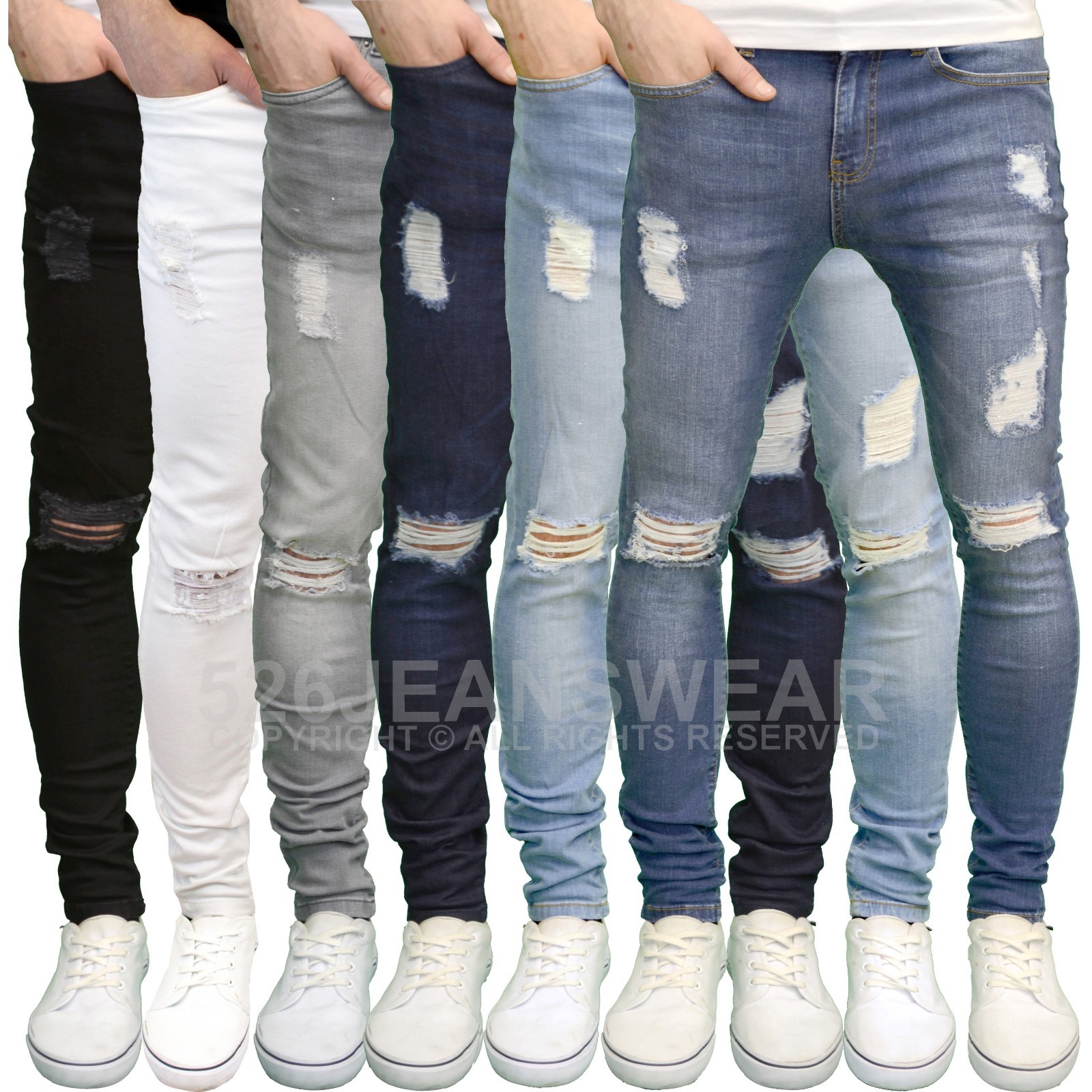 Джинсы Enzo Mens Ripped Super Stretch 