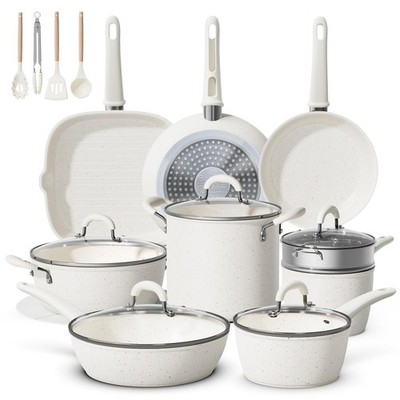 24Pcs Pots and Pans Set Non Stick,Ceramic Cookware Set with 8Q...