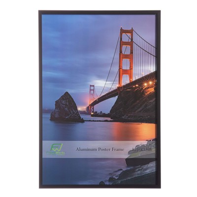 FrameWorks 12  x 18  Black Brushed Aluminum Poster Picture Frame with Plexigl...