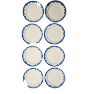 Oxford 7 1/4'' White with Blue Ring Salad Plates 6830 made in Brazil - set of 8