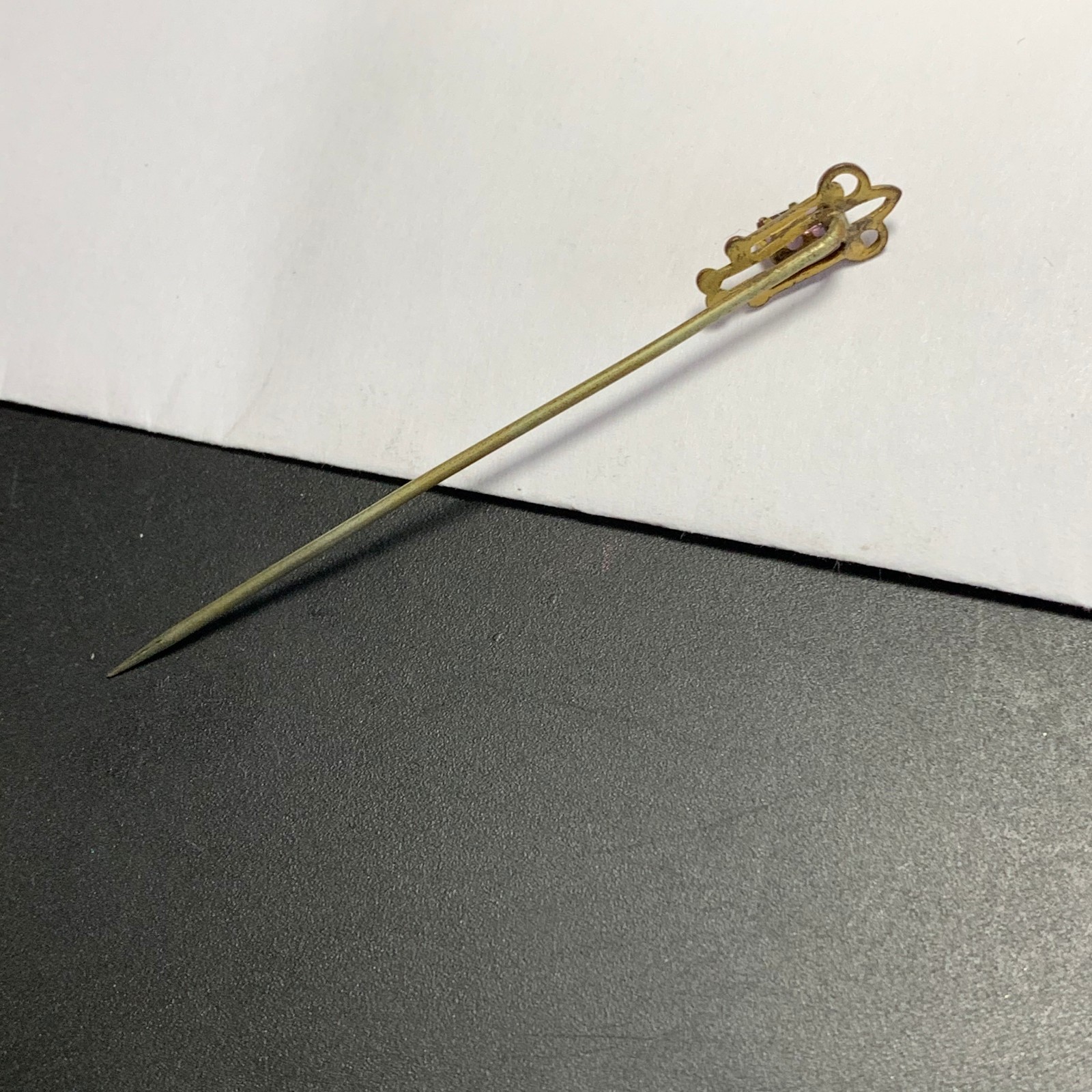 Antique Victorian Gold Plated  Amethyst  Paste Glass Stick Pin