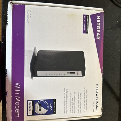 NETGEAR N450 (8x4) WiFi DOCSIS 3.0 Cable Modem Router (N450) Open Box