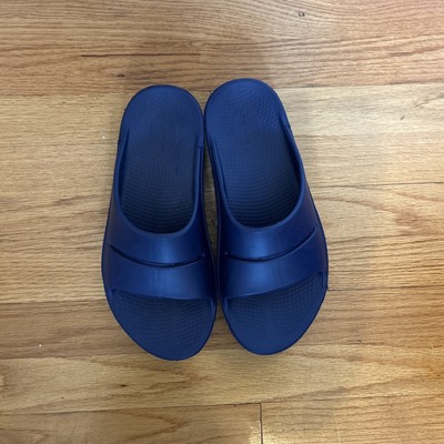 NWOT OOFOS Ooahh Navy Blue Slide Recovery Sandals Sz Women s 10 / Men s 8 EU 41