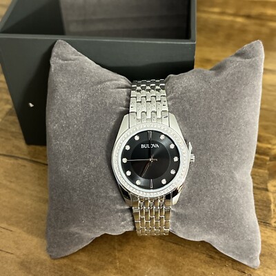 BULOVA Black Dial Crystals Stainless Steel Women's Watch - 96L317 MSRP: $395