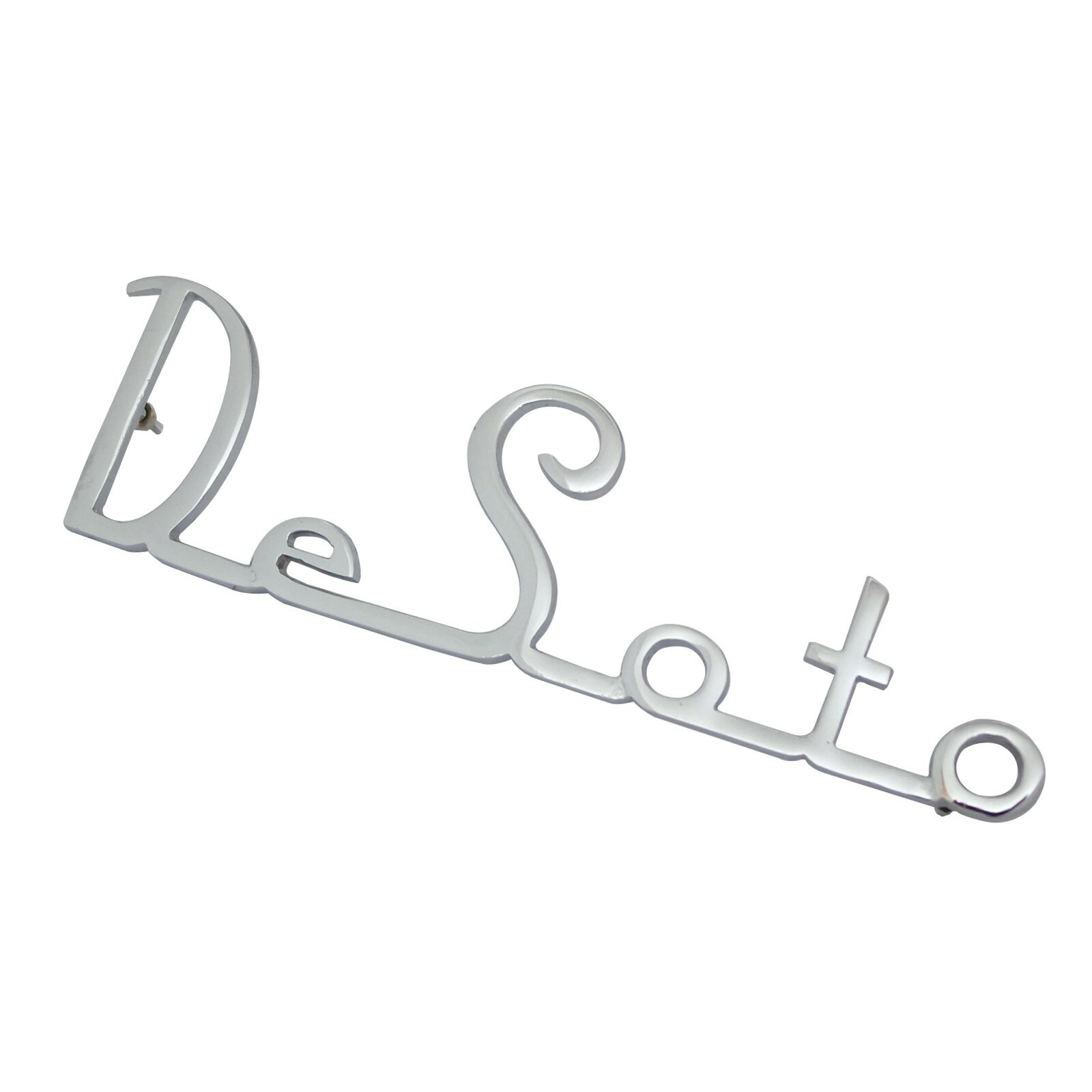 Vintage Car Desoto Script Badge Emblem Decal Brass Chrome Plated 