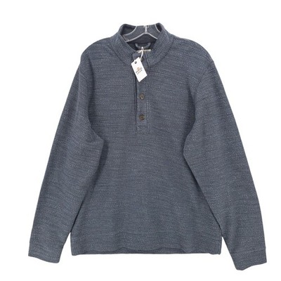 NWT MARINE LAYER Clayton Textured Pullover Henley India Ink Heather Blue XL