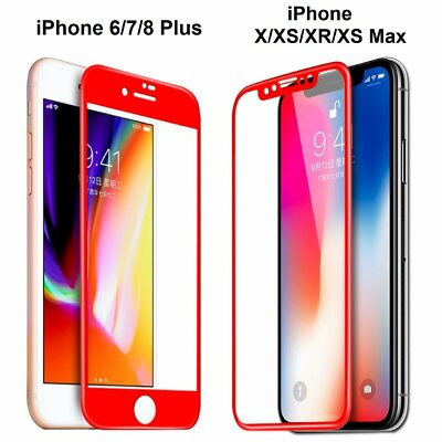 For iPhone X 7 8 Plus Xs Max XR Full Coverage Tempered Glass Screen Protector