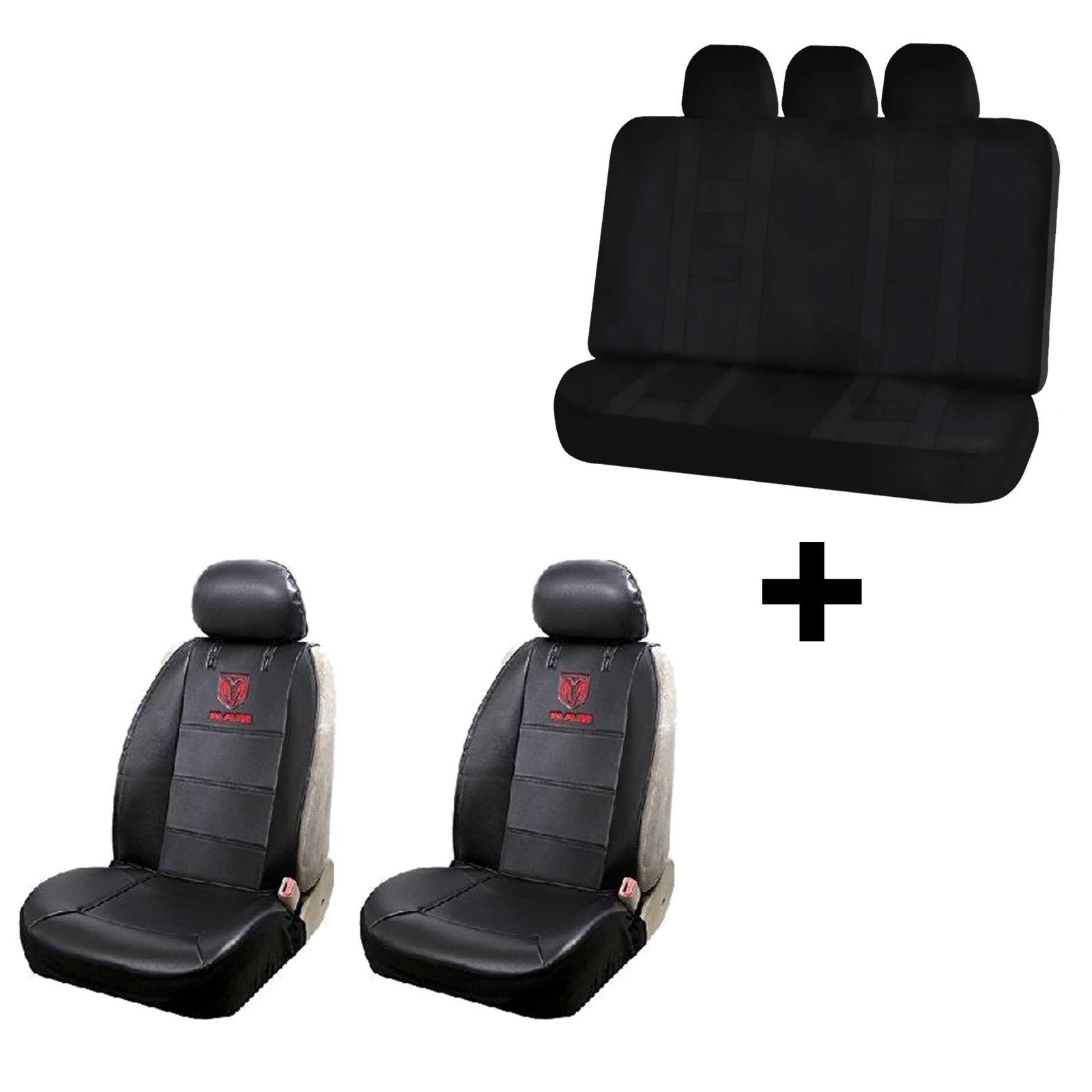 New 2 Synthetic Leather Sideless Seat Covers & Free Black Bench for