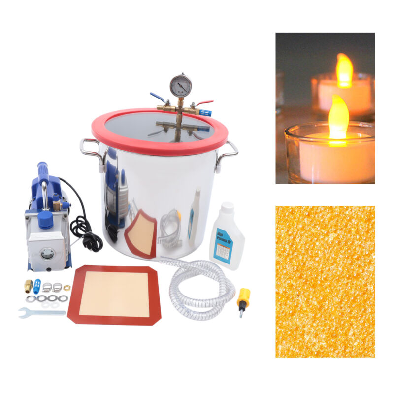 18 L/5 Gal.Vacuum Chamber and 5 CFM Pump Kit for Degassing Silicone Single Stage